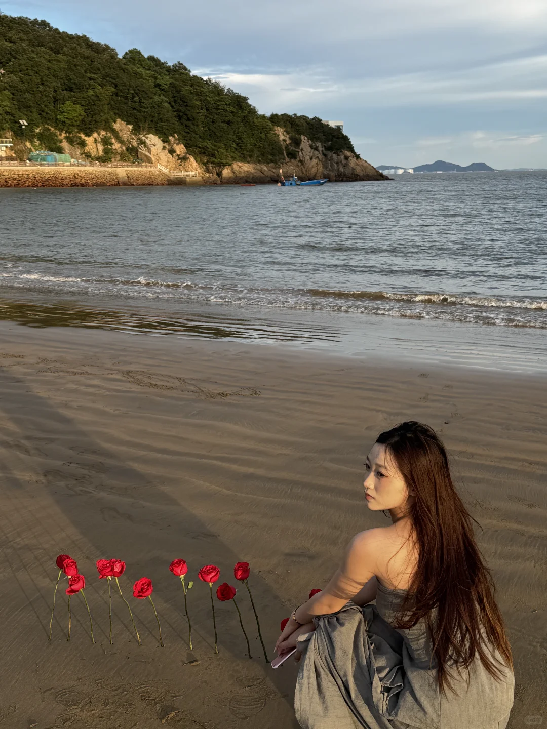 海边穿搭/复古长裙来的氛围感