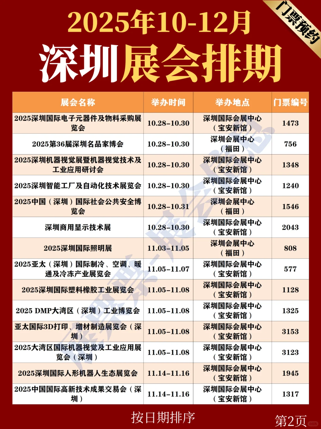 深圳展会 | 10-12月份展会排期(门票预约)