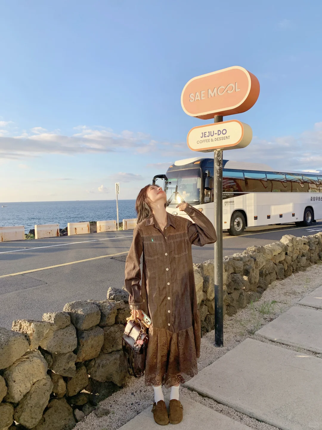 海边复古风｜棕色蕾丝裙的秋日氛围感穿搭