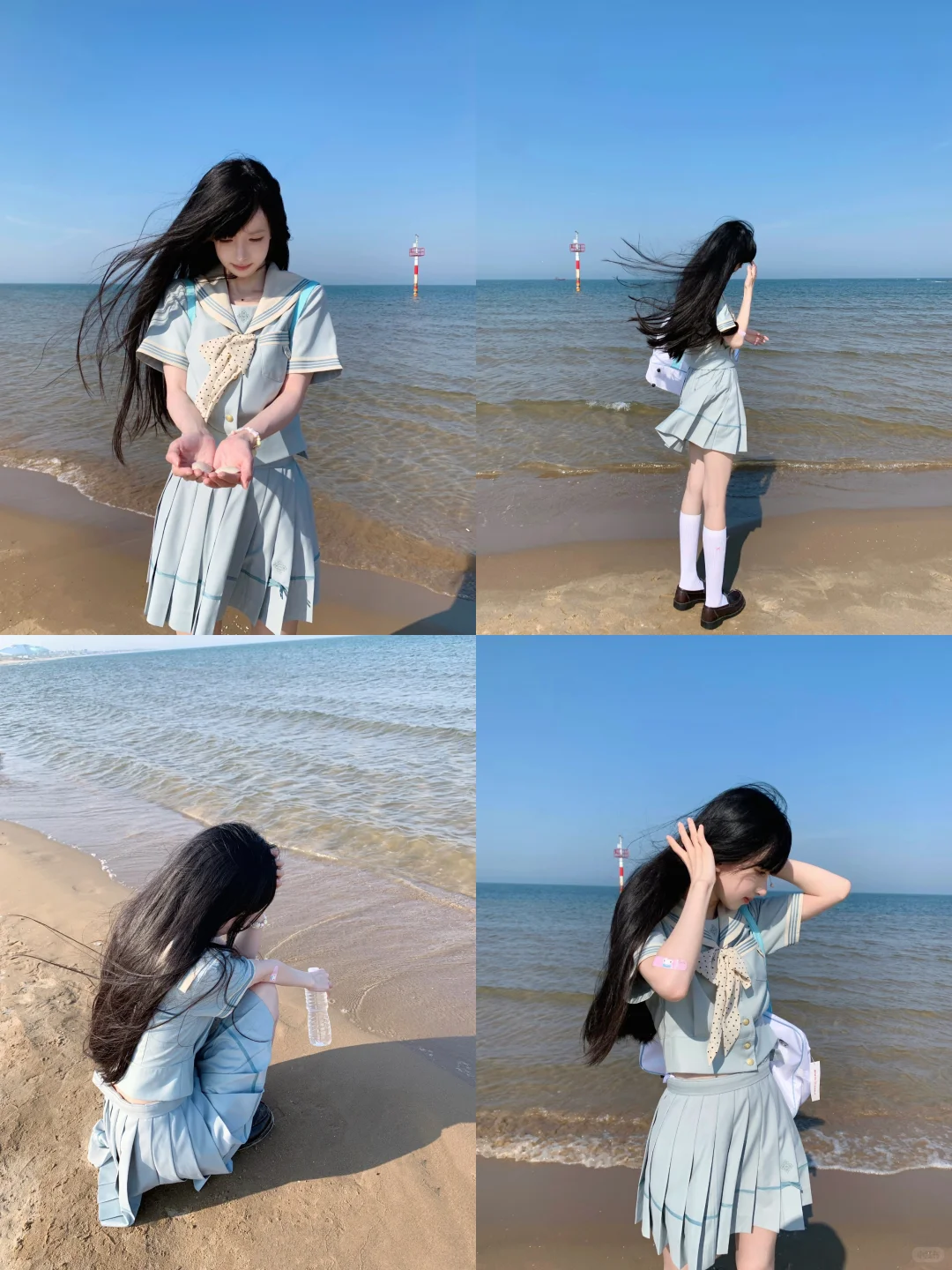 ?存一些海边拍照姿势｜?jk海盐味的夏天