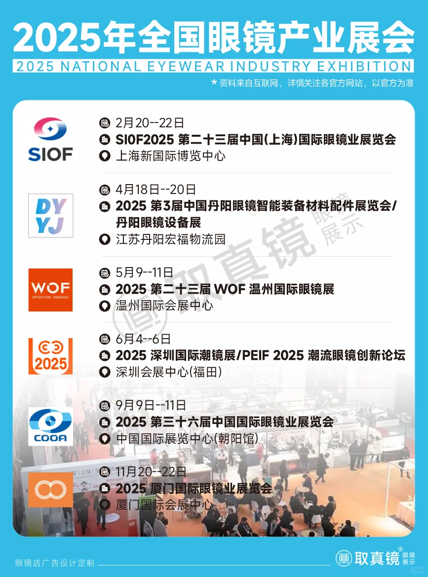 2025年全国眼镜展会排期