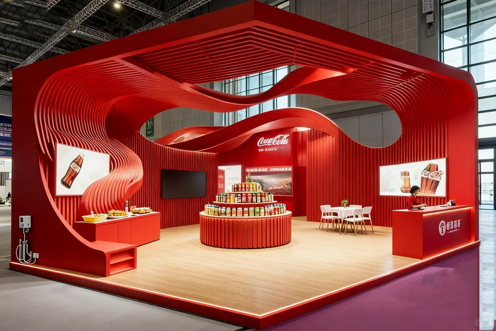 红色系展会设计，超级吸睛?想做，可惜成