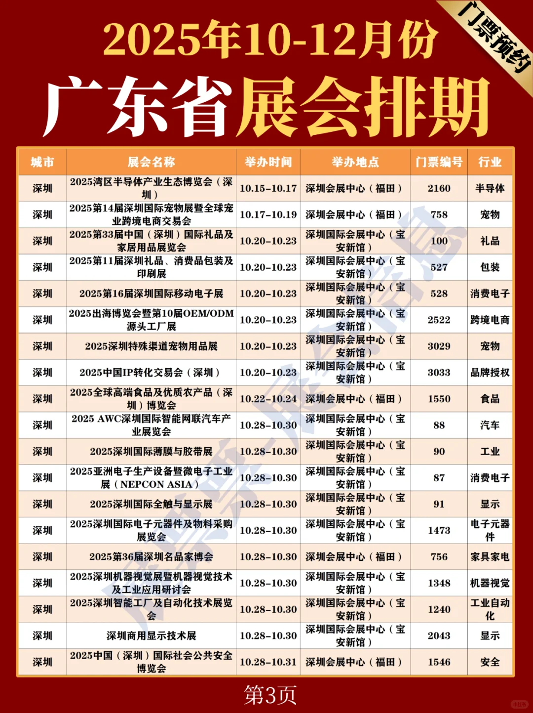 广东省10-12月份展会排期（附门票预约）