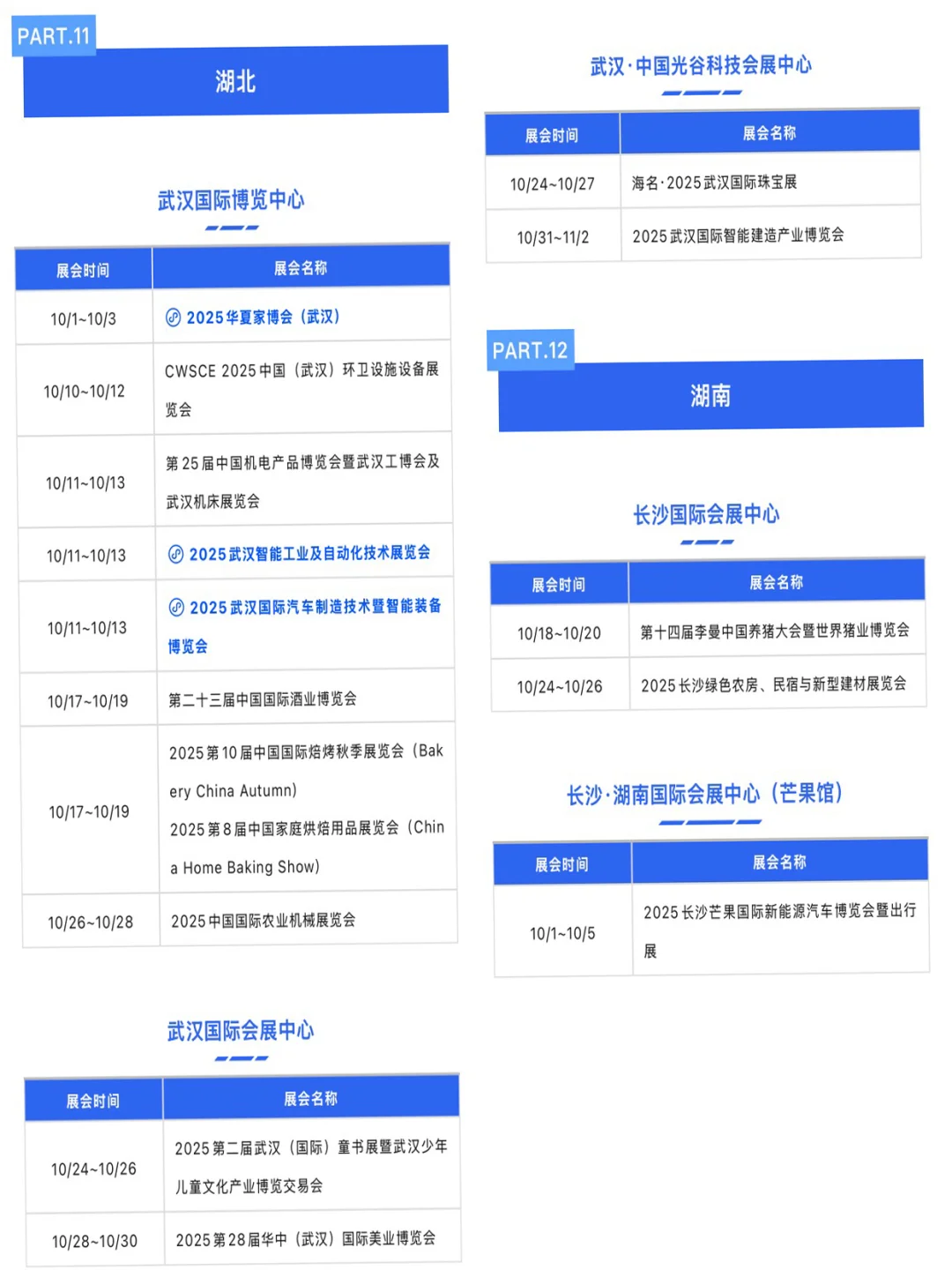 2025年10月全国展会大汇总
