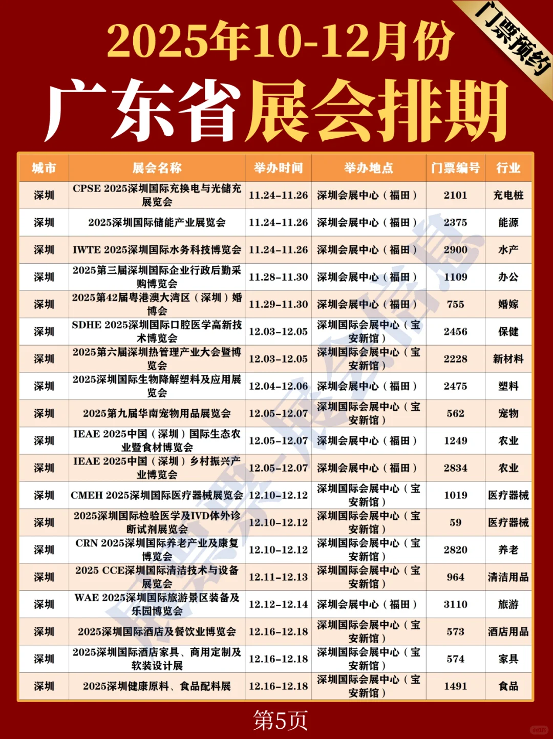 广东省10-12月份展会排期（附门票预约）