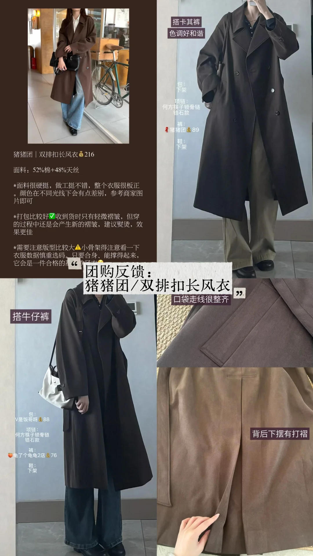 团购反馈｜猪猪团双排扣长风衣