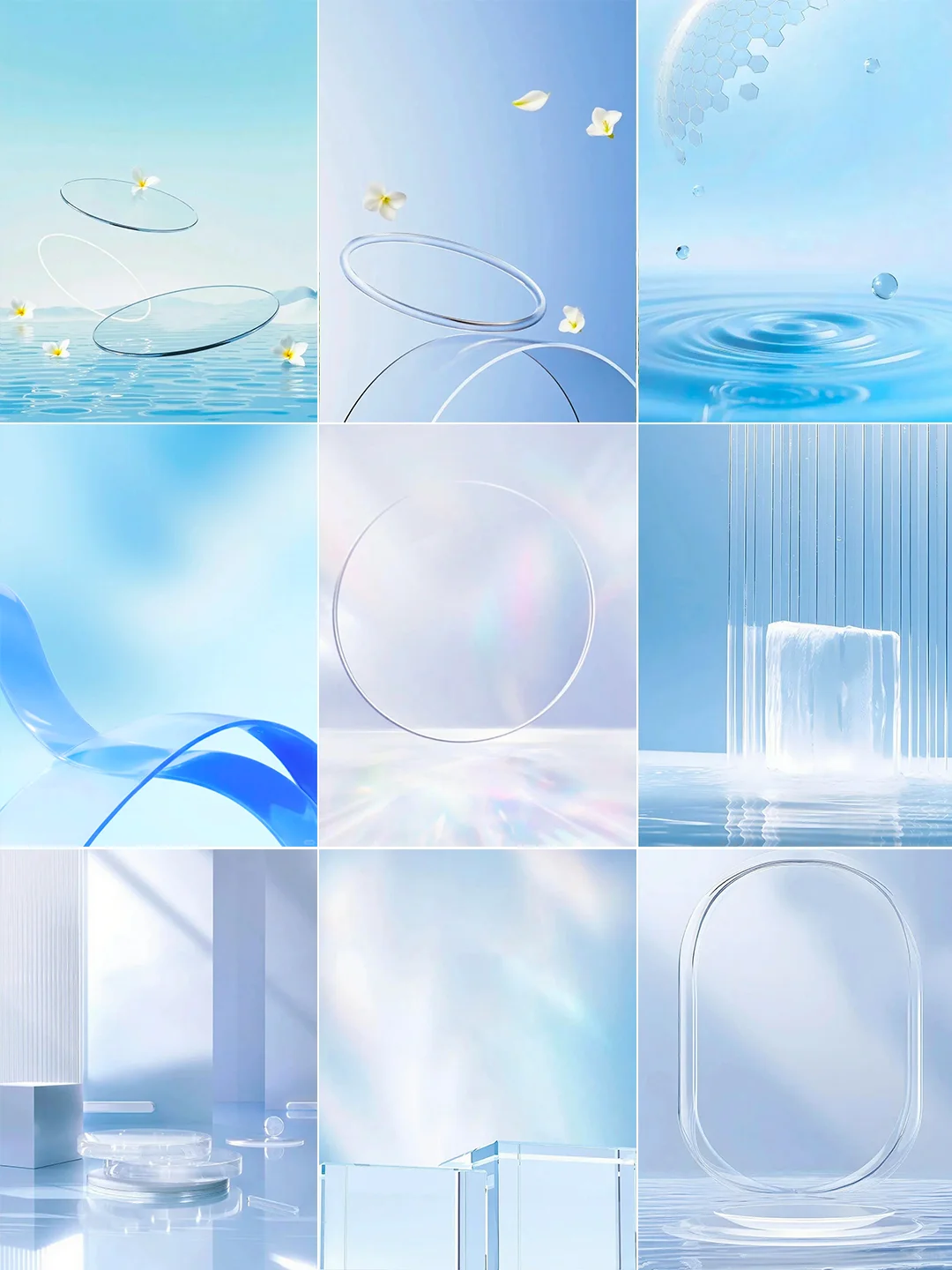 化妆品类蓝色场景电商展背景素材图