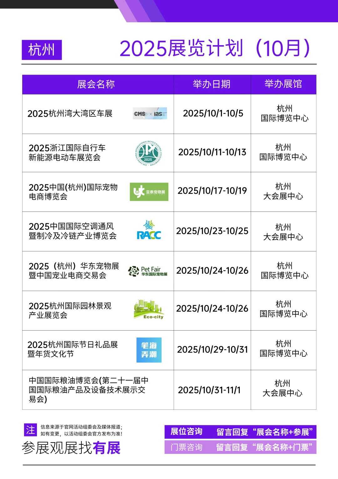 杭州展会2025时间表（10月展会排期）?