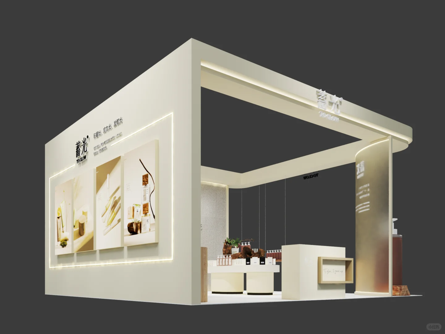 美妆展｜米色系高级通透展台?