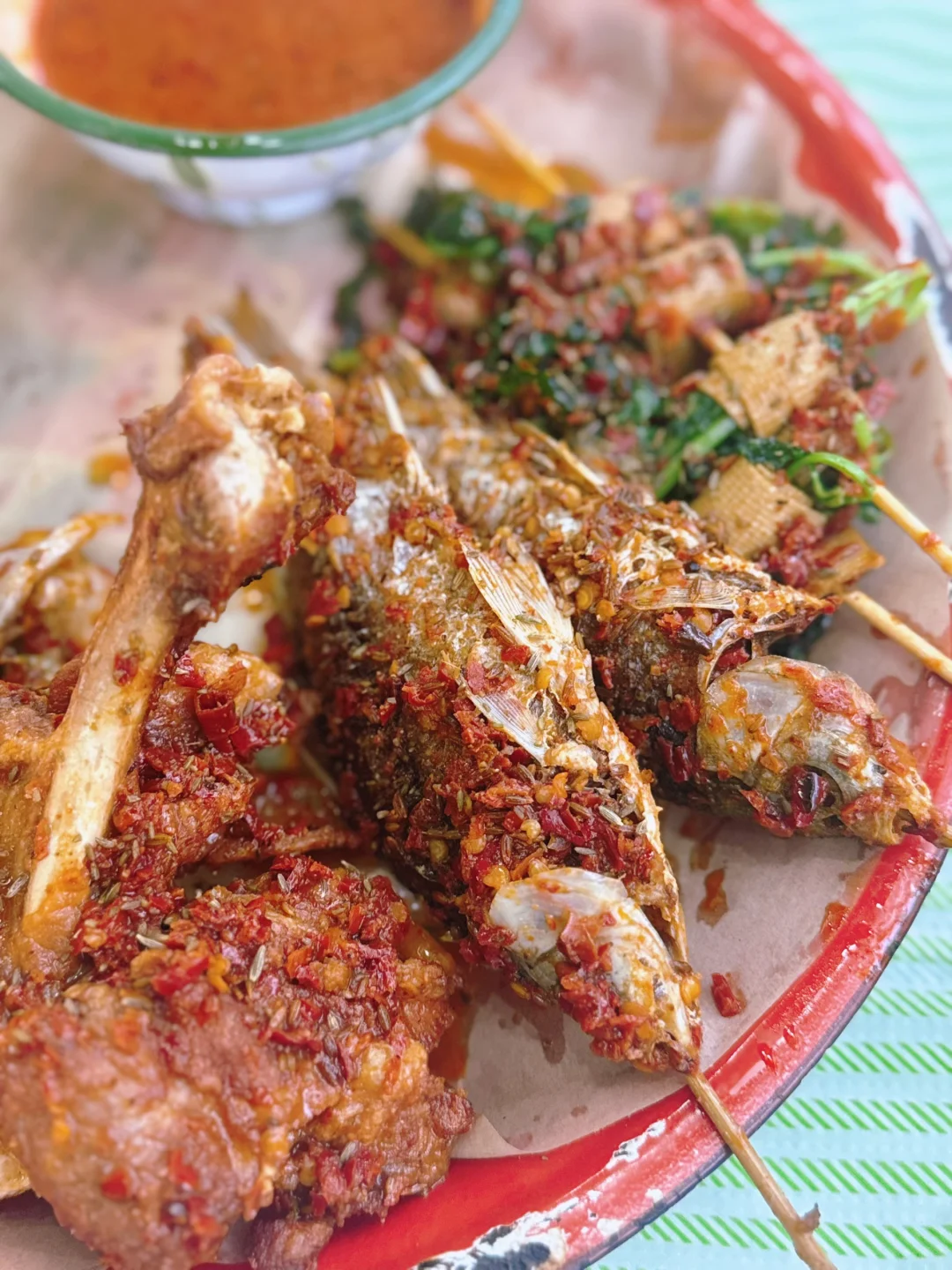 茶子山附近反复去吃的炸炸炸，辣椒好香！