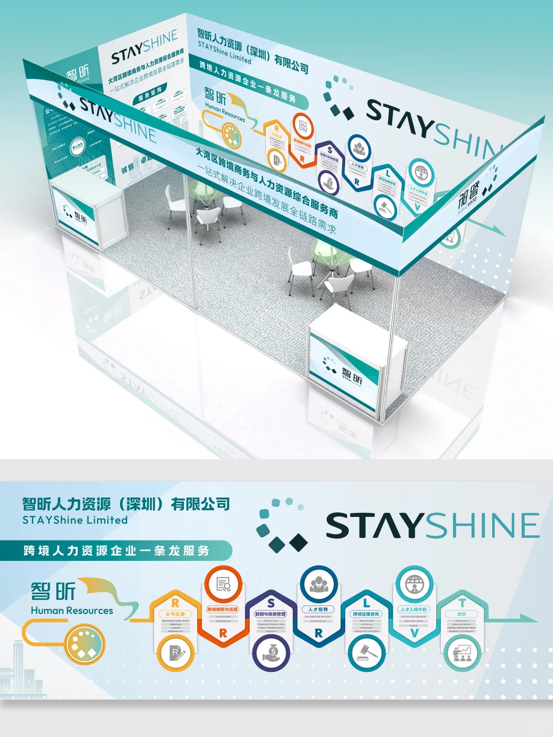 跨境人力资源展台设计｜简约大气｜案例分享