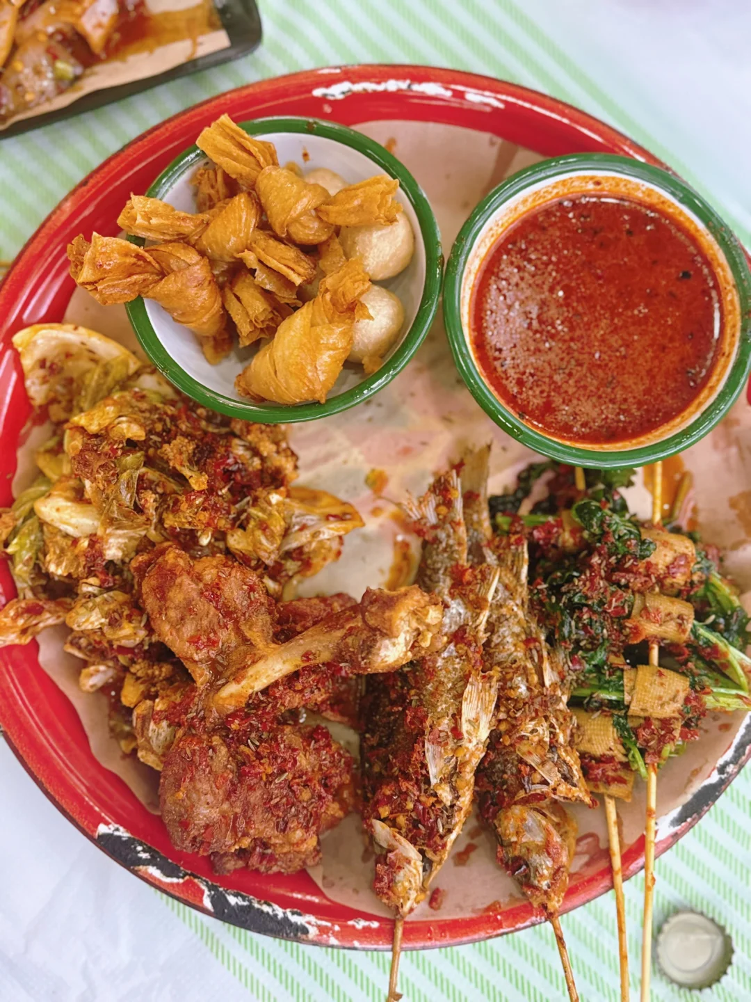 茶子山附近反复去吃的炸炸炸，辣椒好香！