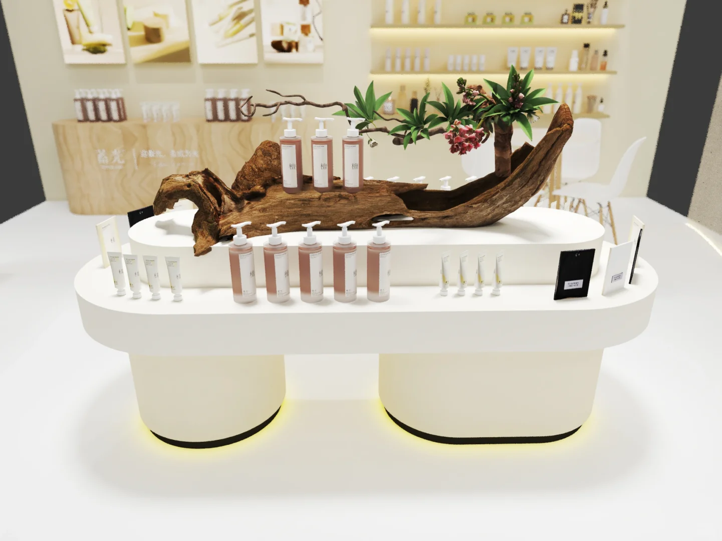 美妆展｜米色系高级通透展台?