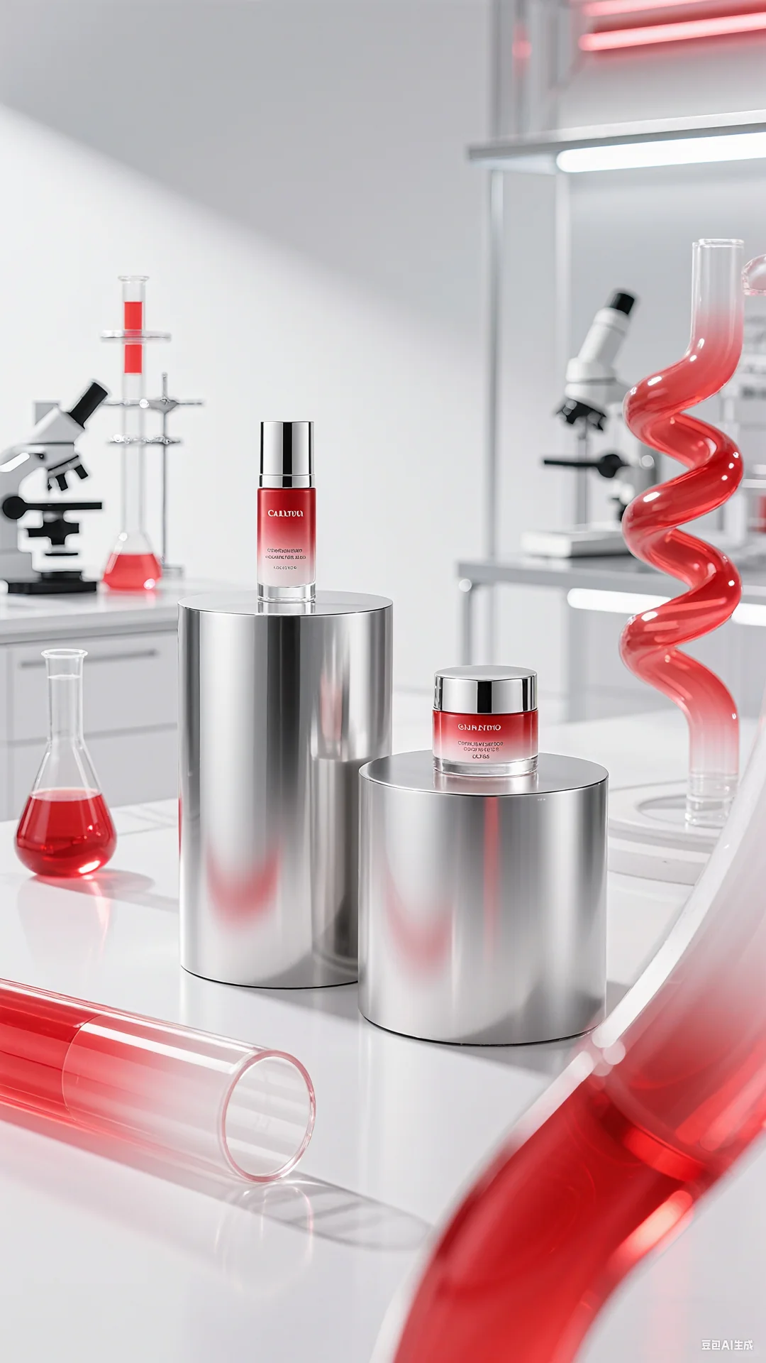 AI双11美妆电商展台背景-浅色系列