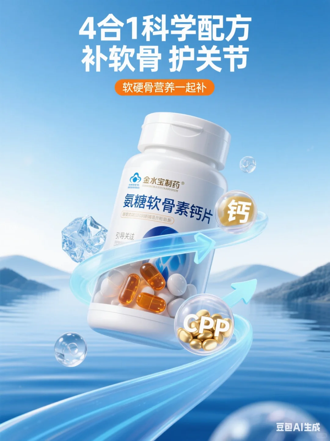 又是一组精彩AI生成保健品首图海报！