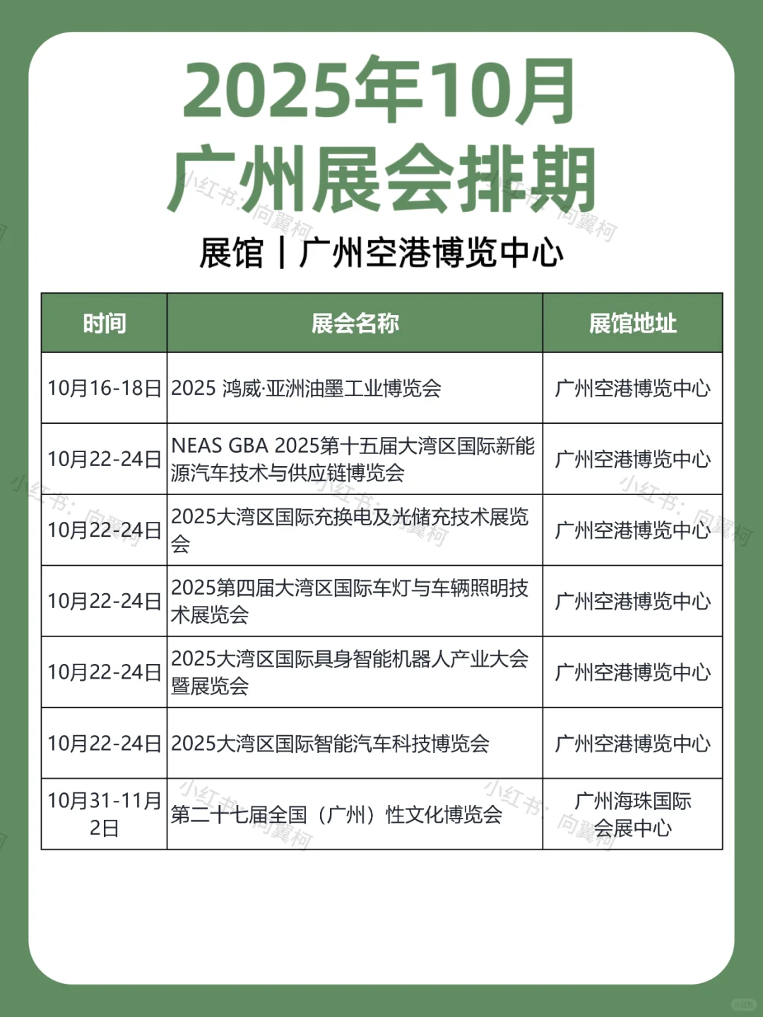 10月｜广州展会排期
