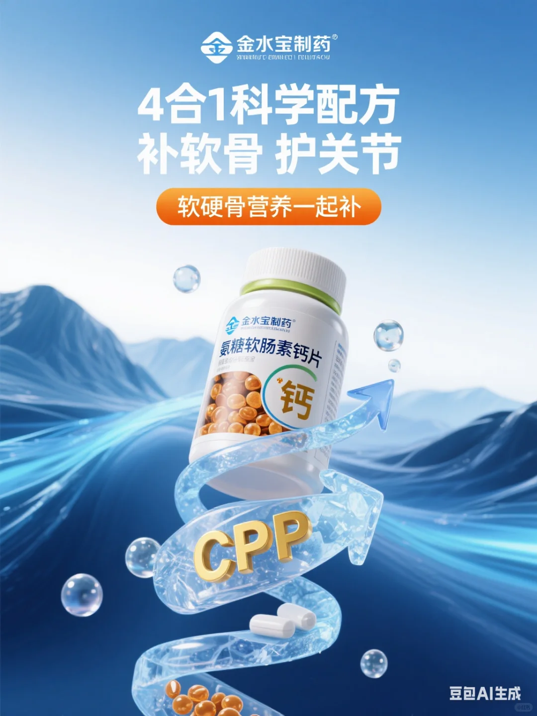 又是一组精彩AI生成保健品首图海报！