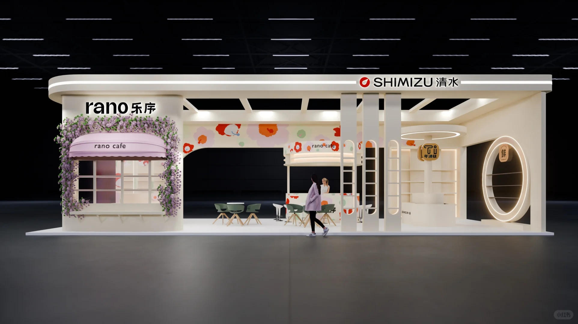 温馨百货展，以浅色调为主，搭配多彩花卉太赞