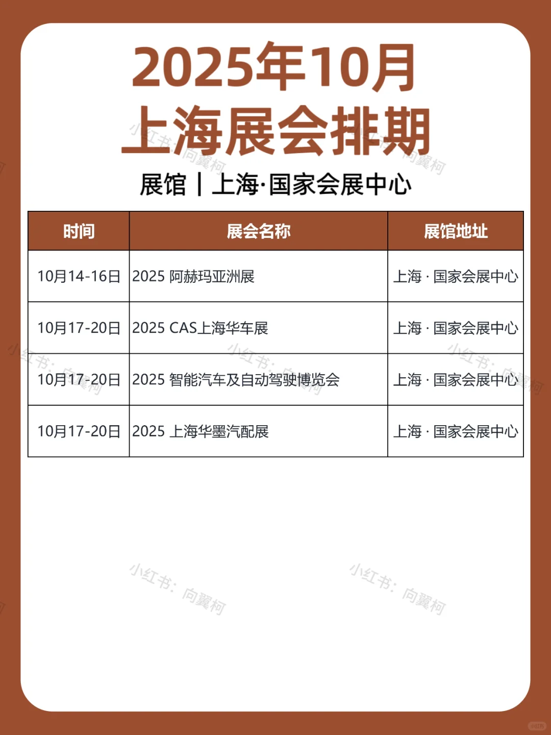 10月｜上海展会排期