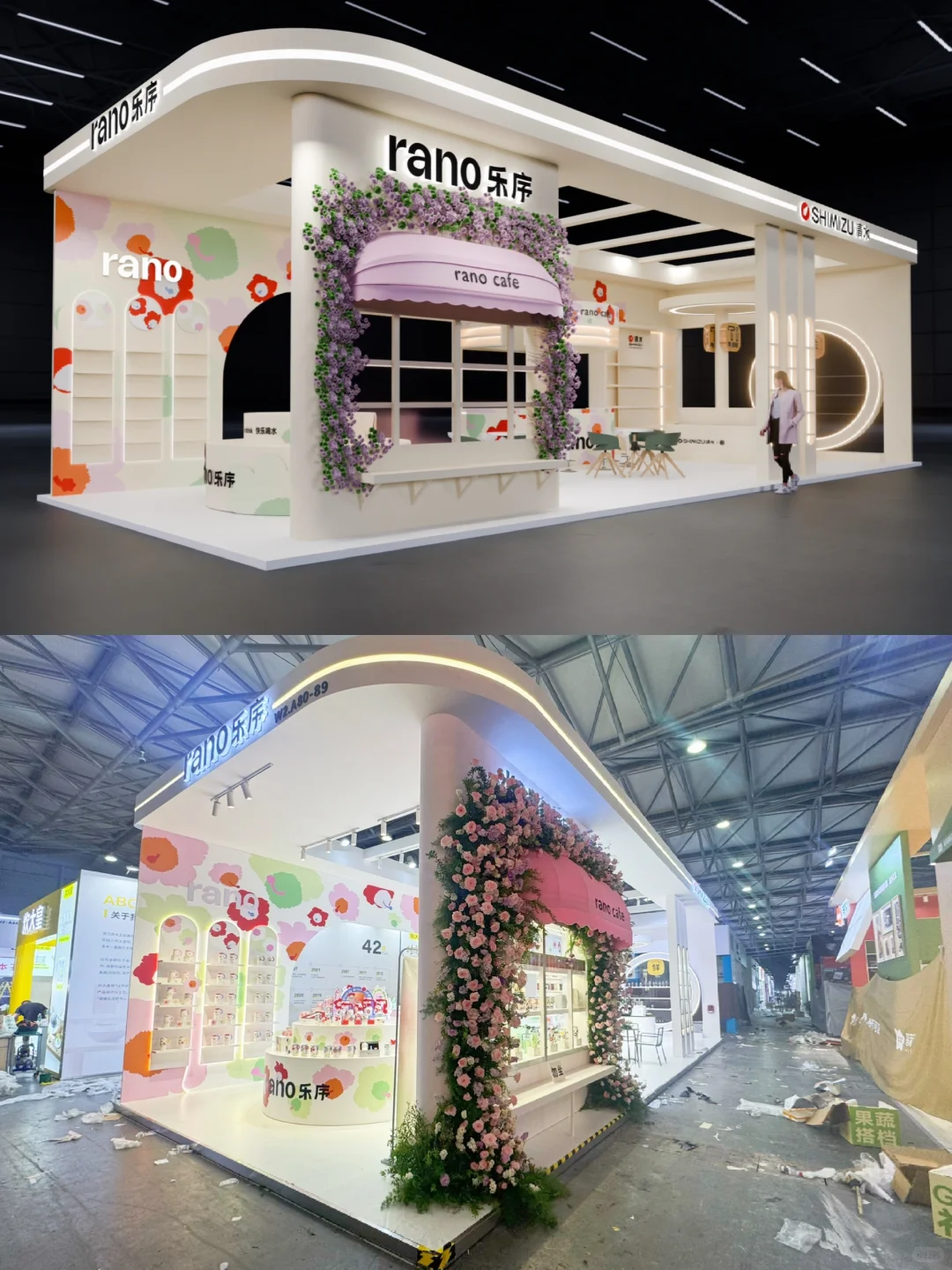 温馨百货展，以浅色调为主，搭配多彩花卉太赞