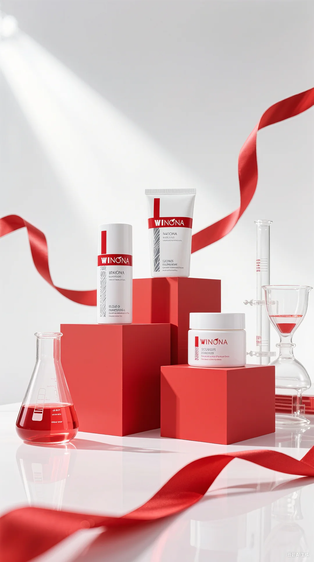 AI双11美妆电商展台背景-浅色系列