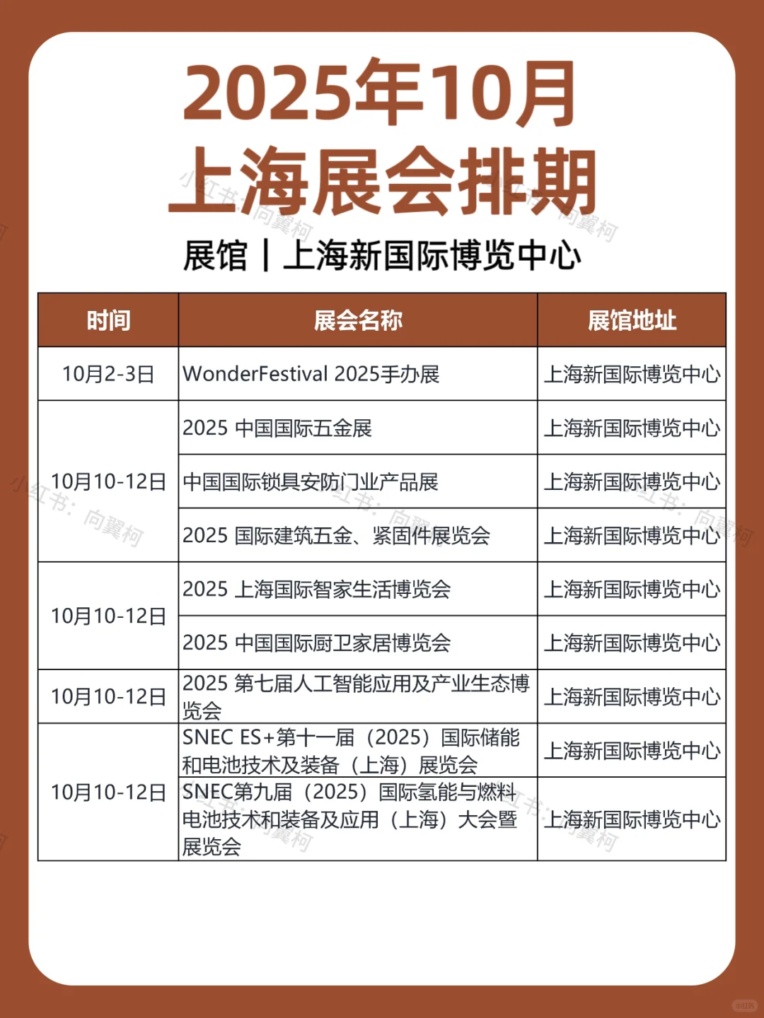 10月｜上海展会排期