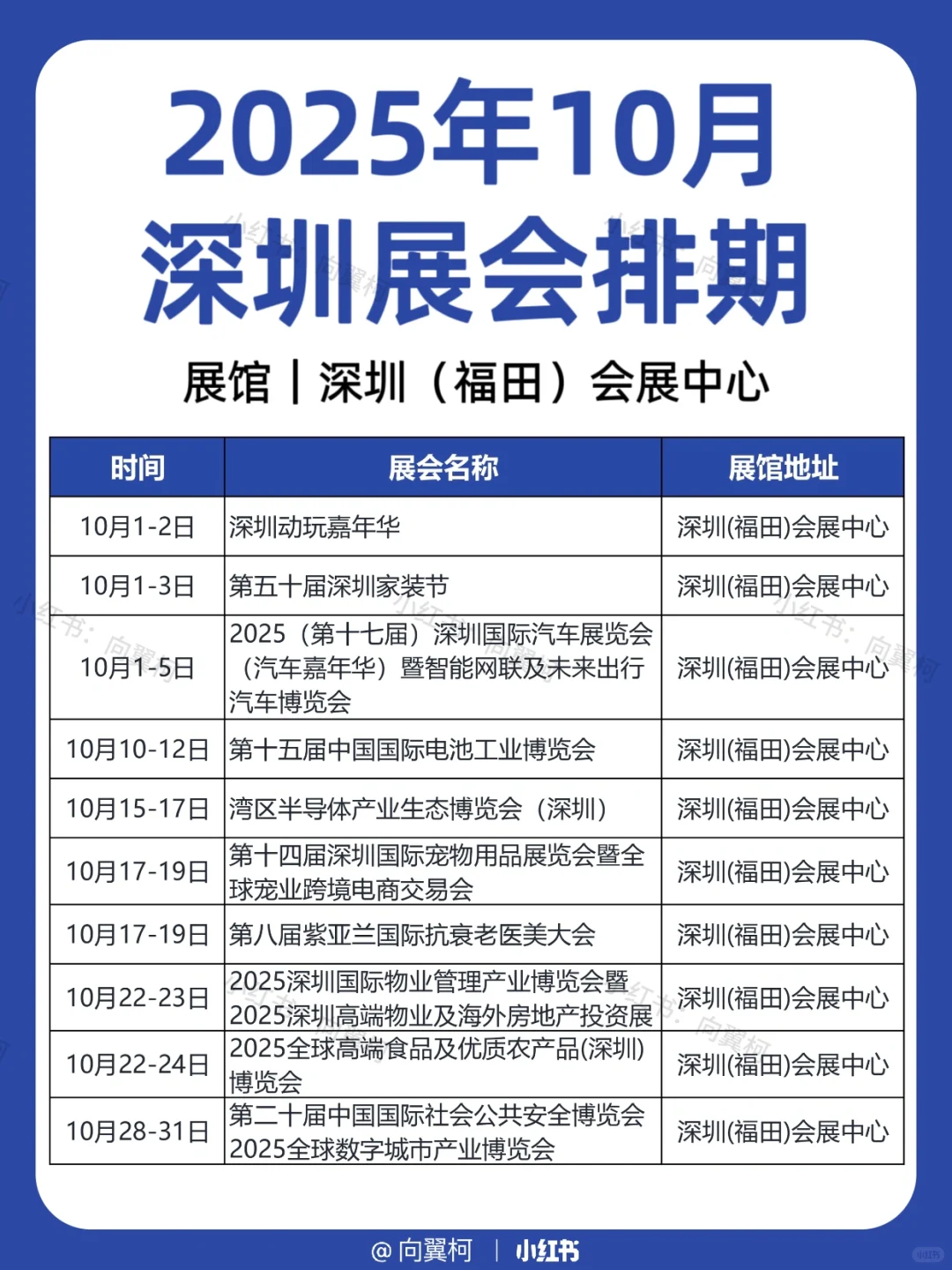 10月｜深圳展会排期