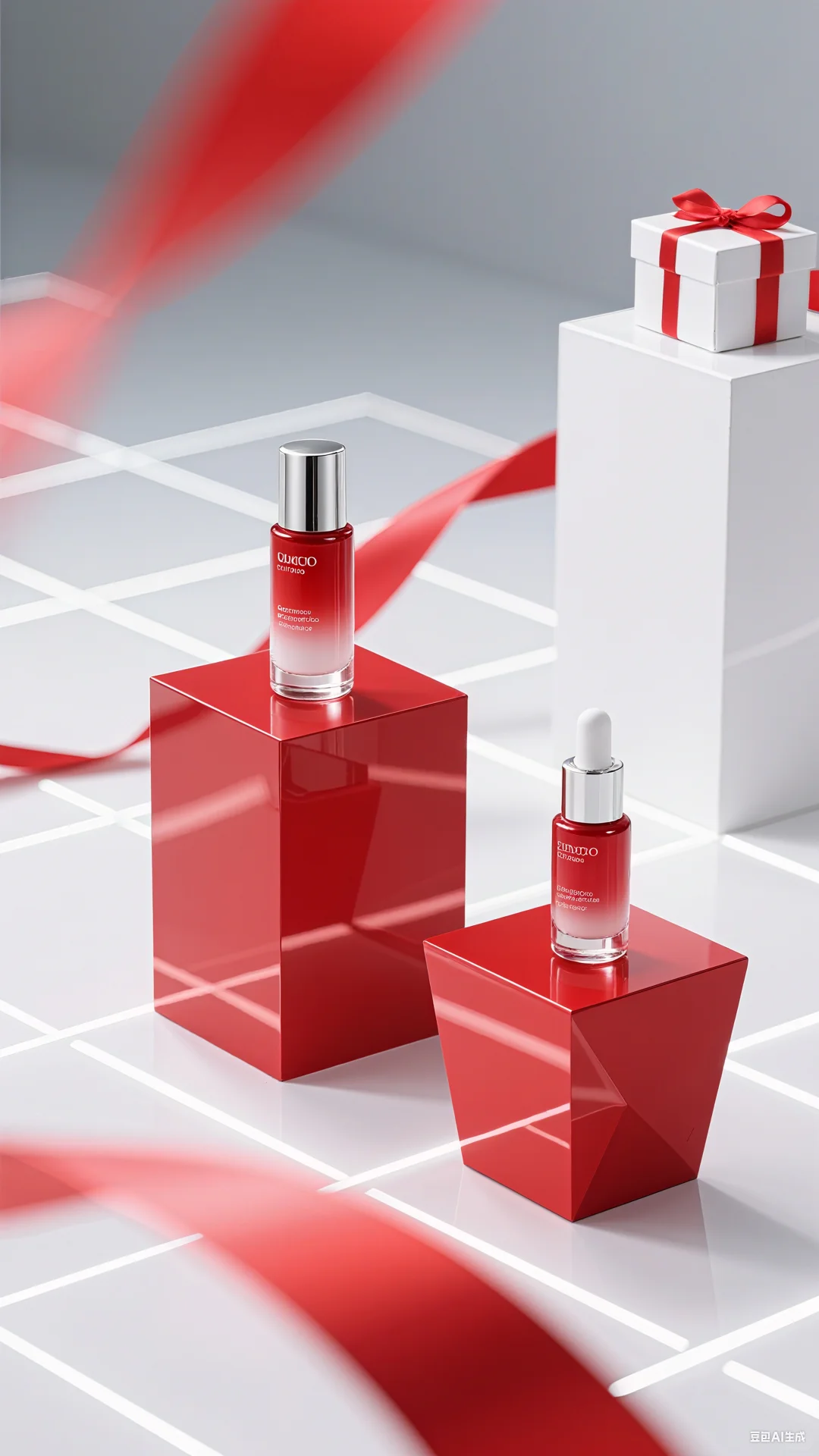 AI双11美妆电商展台背景-浅色系列