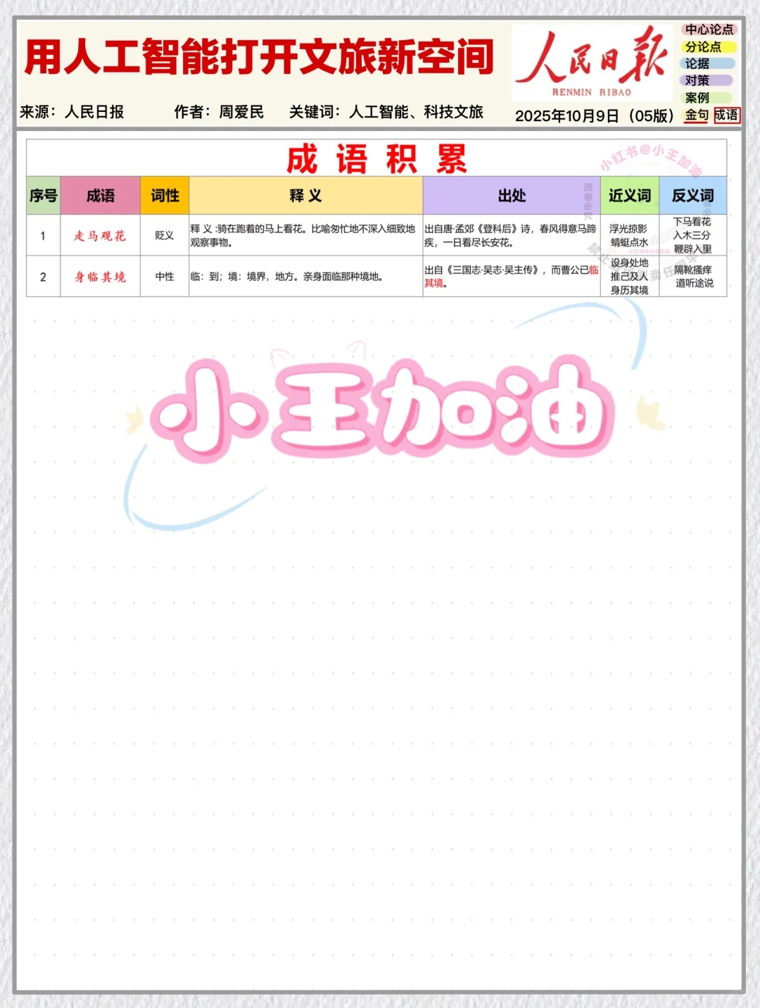 人民日报每日精读打卡｜10月10日【智慧旅游】