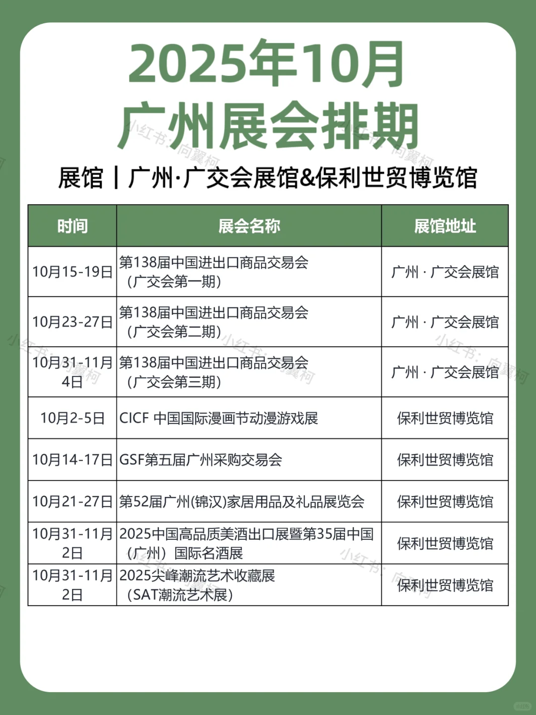 10月｜广州展会排期