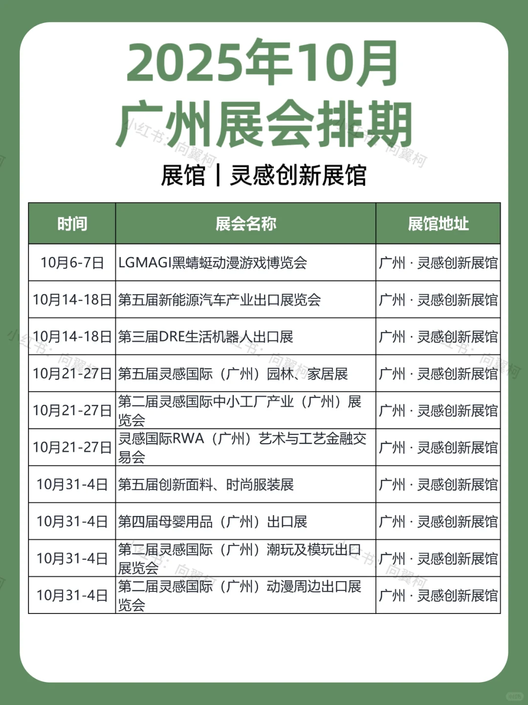 10月｜广州展会排期