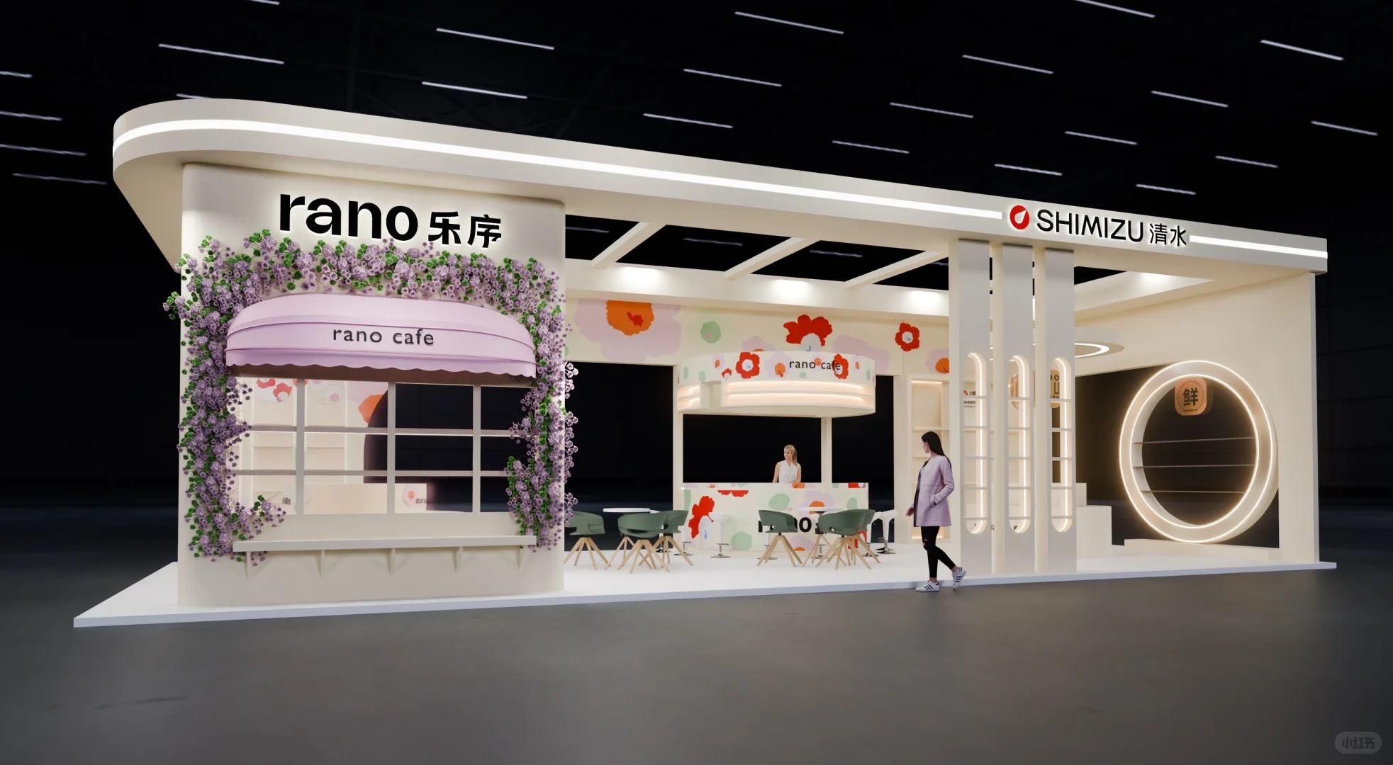 温馨百货展，以浅色调为主，搭配多彩花卉太赞