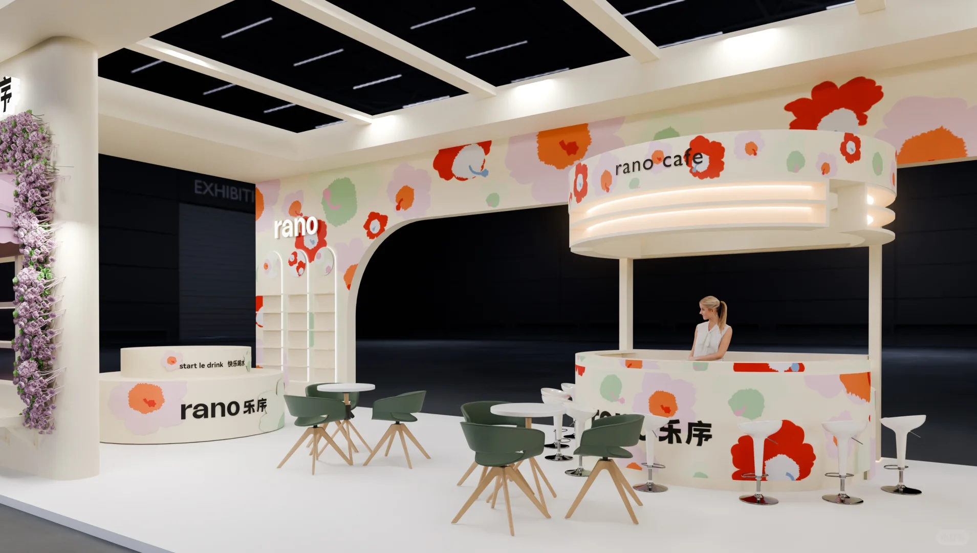 温馨百货展，以浅色调为主，搭配多彩花卉太赞