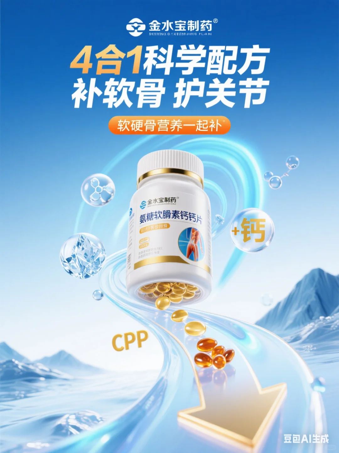 又是一组精彩AI生成保健品首图海报！