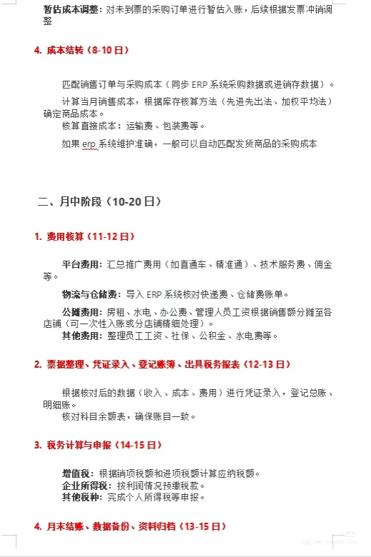 咱面试电商会计可不能连工作流程都不知道