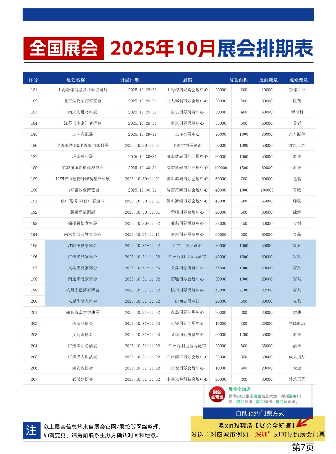 全国展会2025时间表(10月展会)