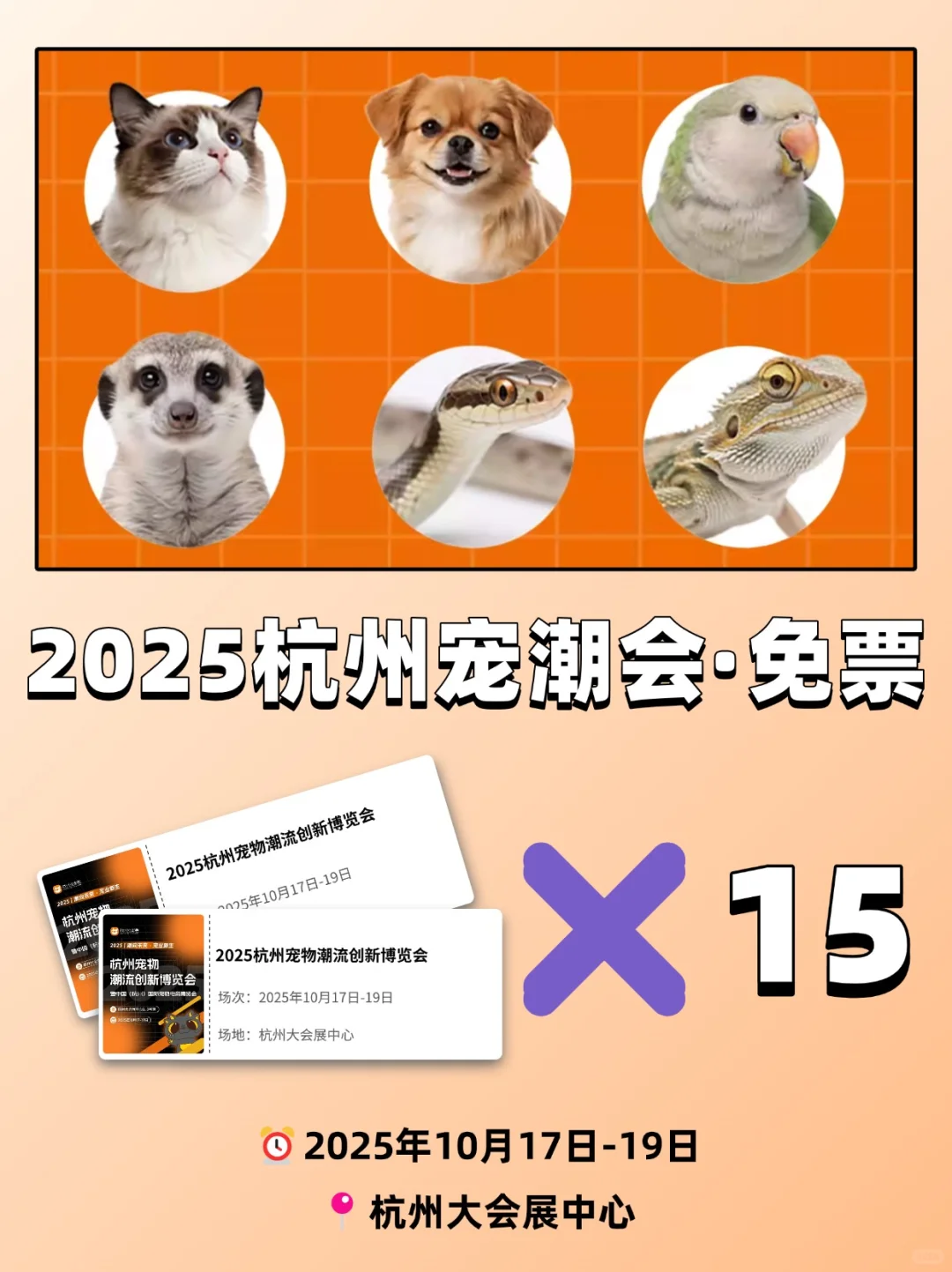 杭州宠潮会！15张?门票随机掉落！