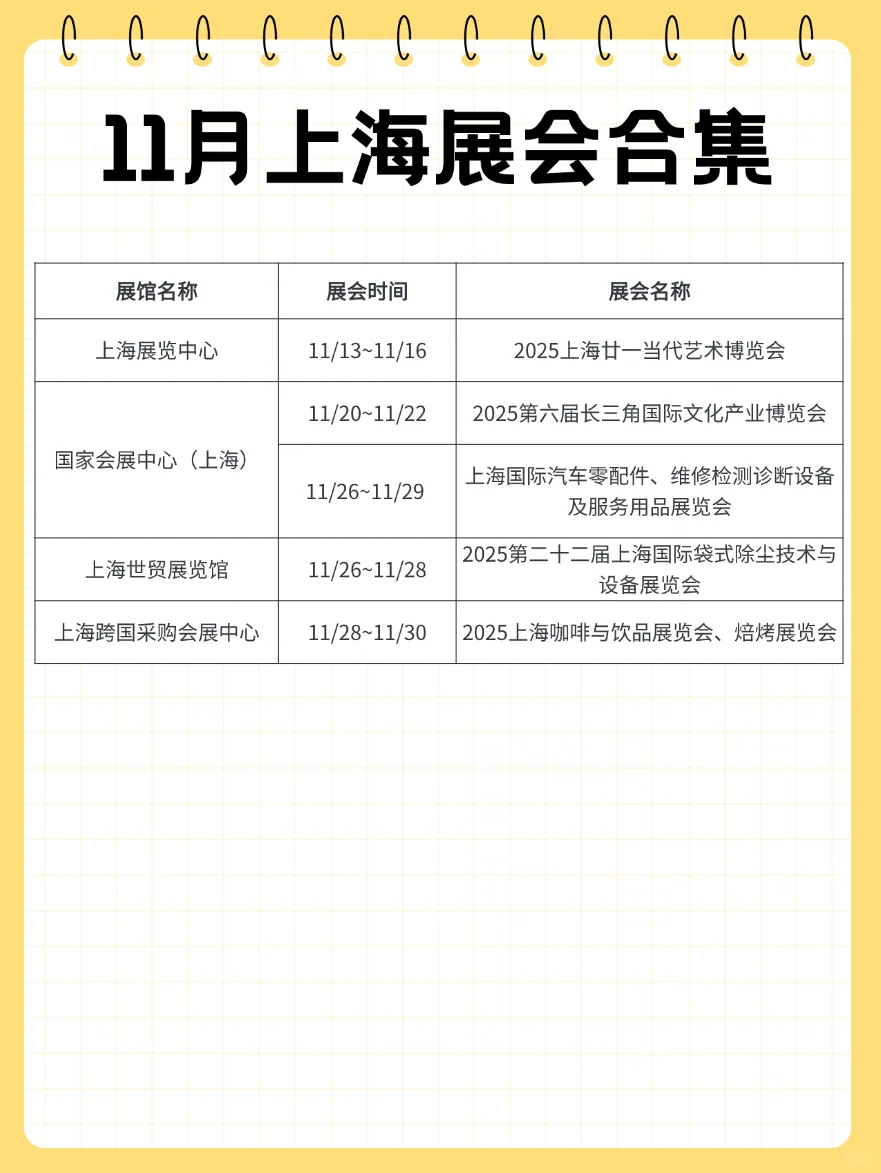 上海11月展会排期已更新!超多展会等你来逛