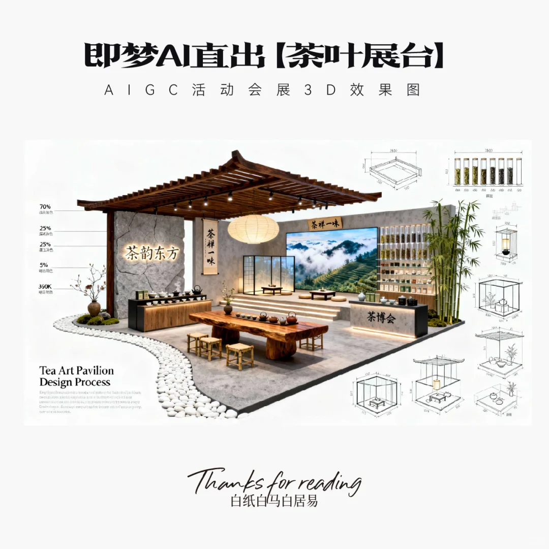 AIGC｜即梦AI中式展台设计
