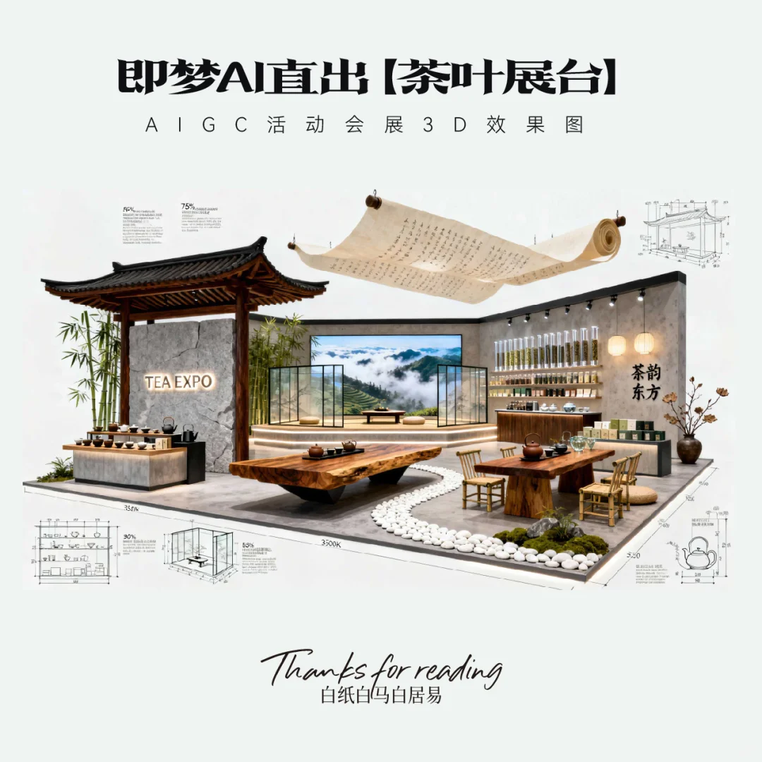 AIGC｜即梦AI中式展台设计