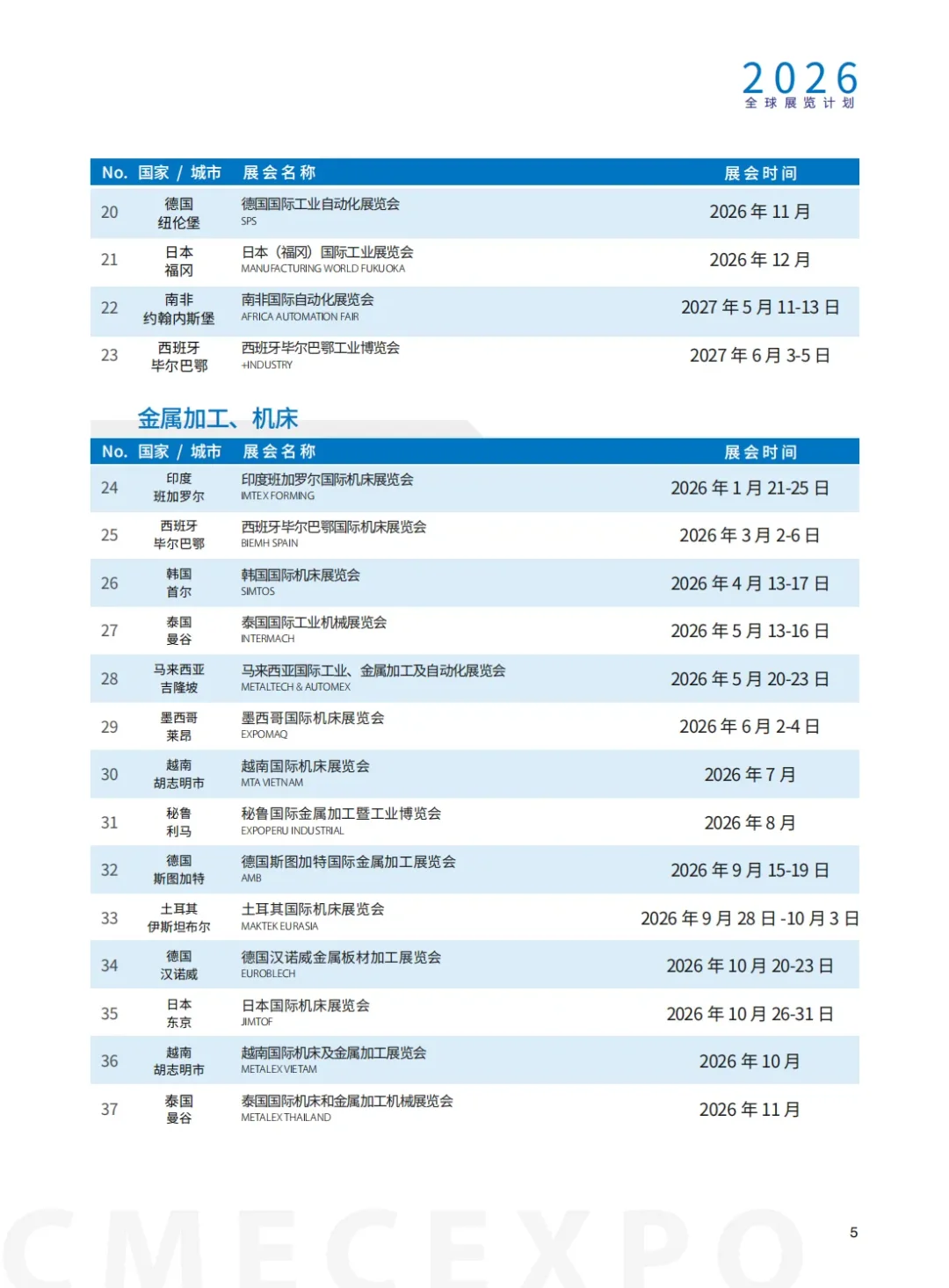 2026年西麦克展览全年国内外展览计划