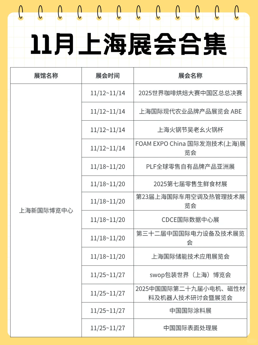 上海11月展会排期已更新!超多展会等你来逛