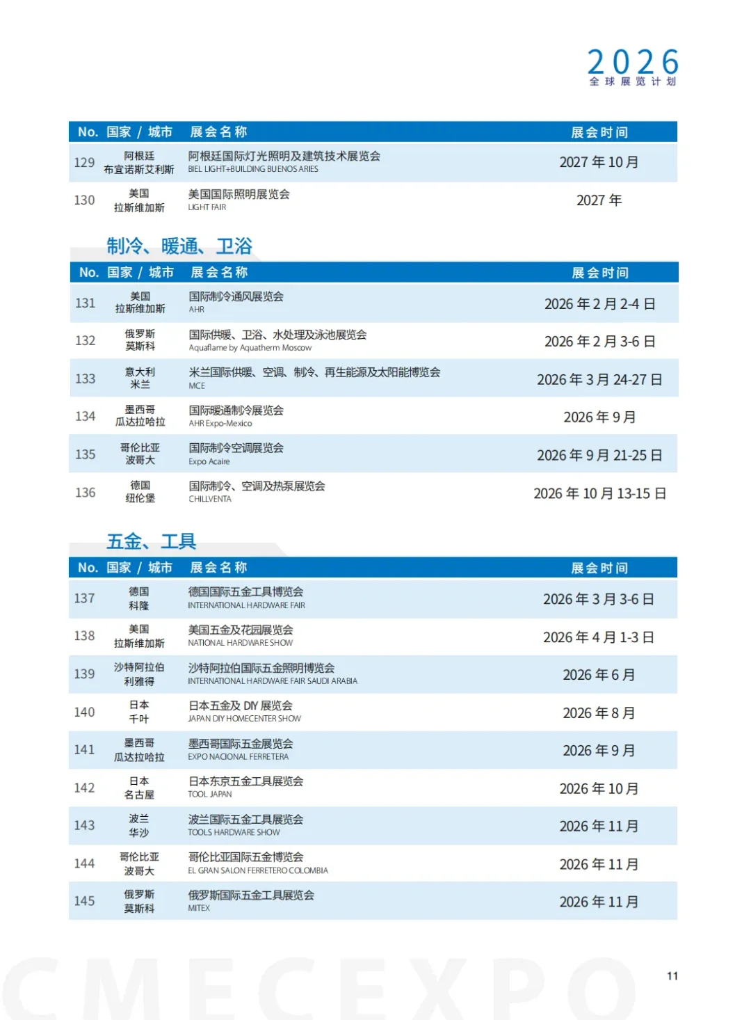 2026年西麦克展览全年国内外展览计划