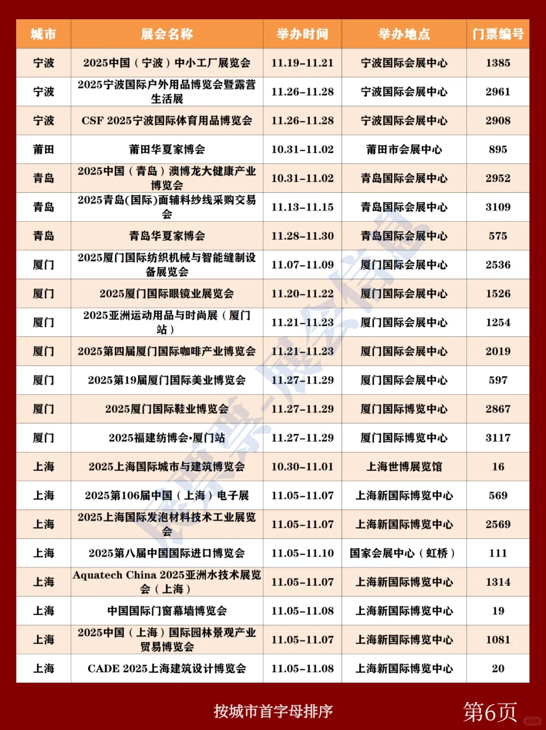 全国展会排期 | 11月展会一览表(共233场)