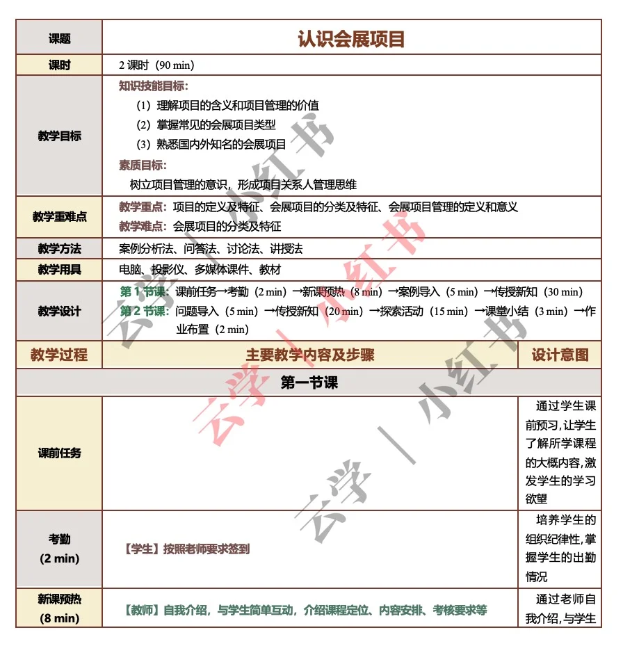 会展项目策划与组织教案大纲Word 课件PPT