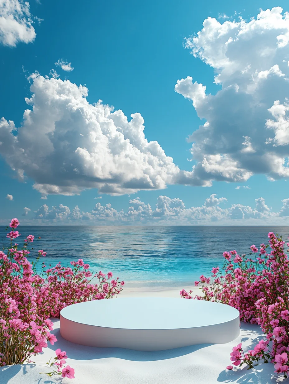 海边沙滩展台背景