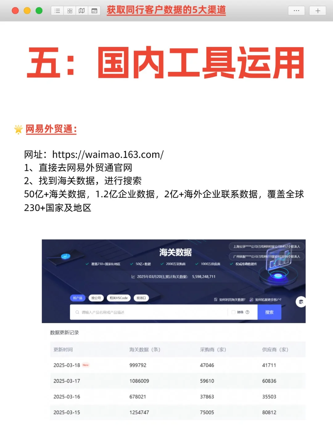 纯干货！外贸人获取同行数据的5大渠道！！
