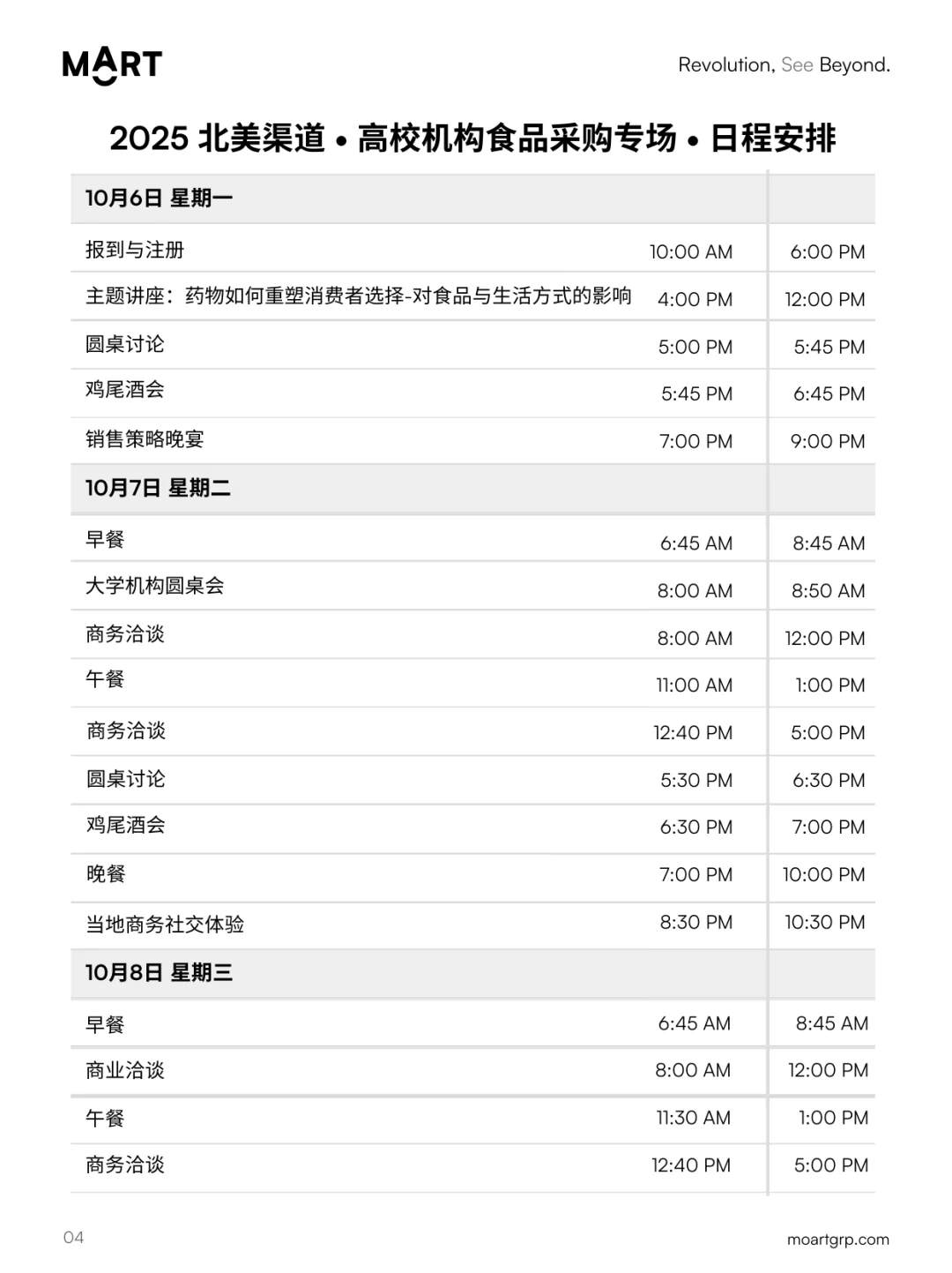 10月 · 美国高校餐饮服务 · 买家见面会
