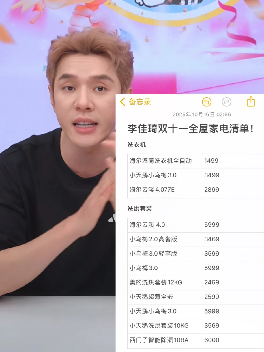 2025李老头双十一全屋家电清单！