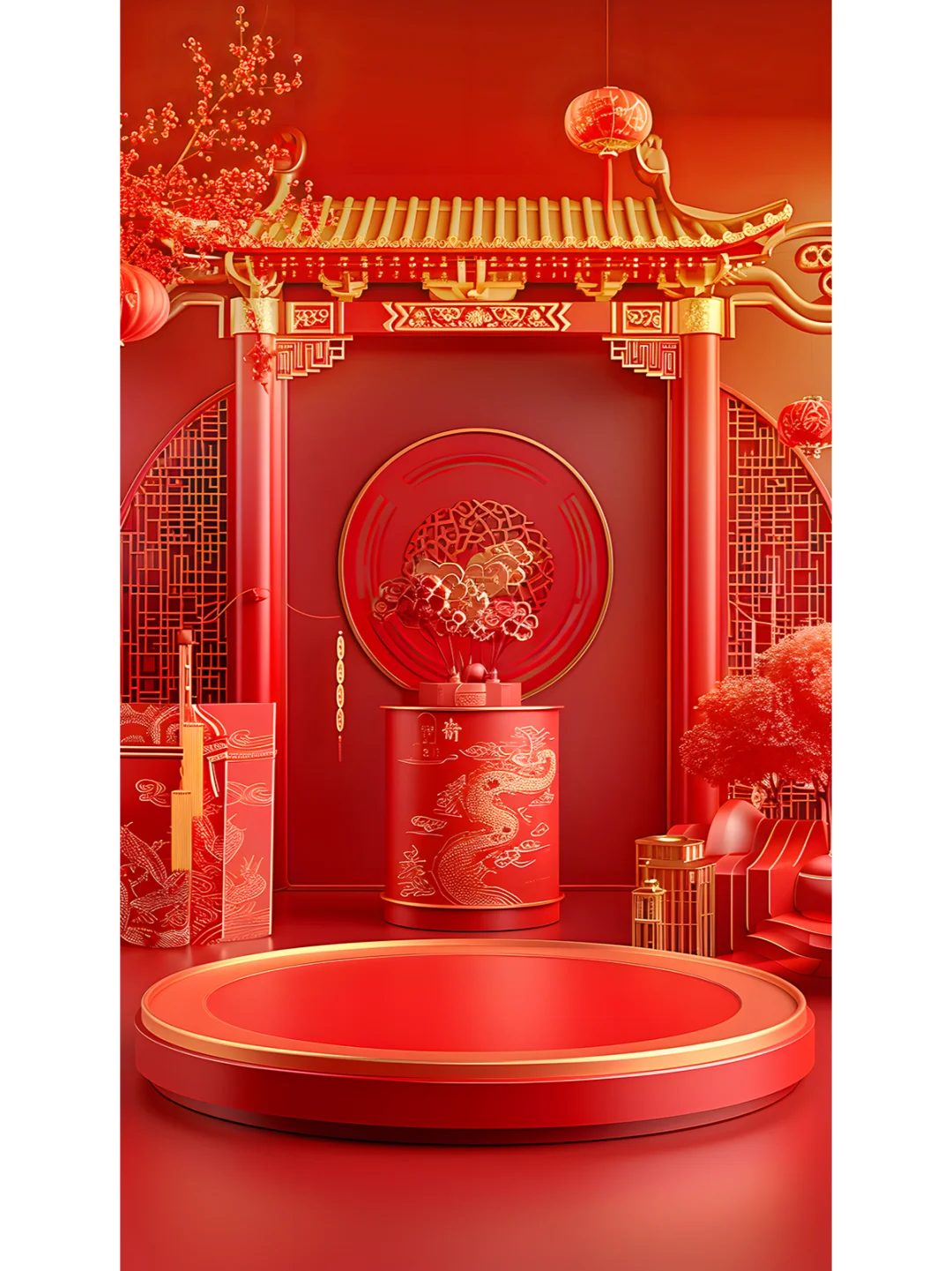 Midjourney | 红色质感电商展台背景图分享